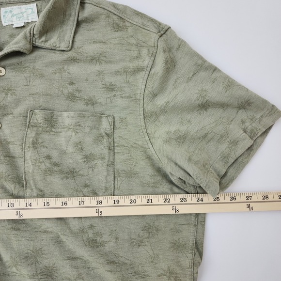 American Eagle Mens Large Green Tropical Palm Tree Short Sleeve Button - Picture 4 of 10